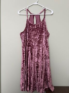 Angie Crushed Velvet Mauve Pink Racerback Dress